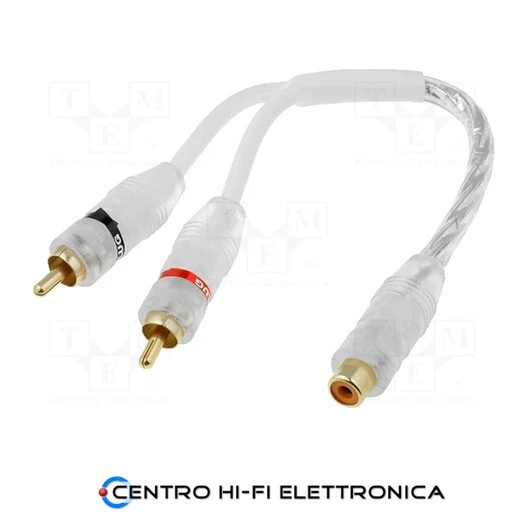 Cavo Audio Sdoppiatore RCA 1 Presa - 2 Spine contatti dorati cavo 20 Cm