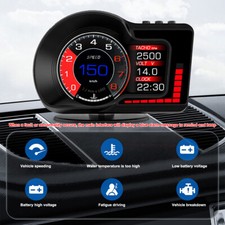 OBD2 Head Up Car HUD Alarm Gauge Digital Display Speedometer Turbo RPM Temp GPS#