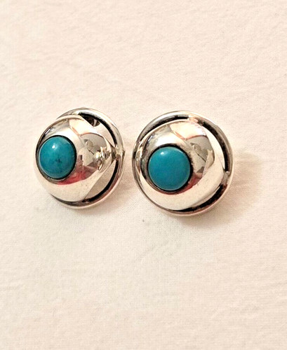 Sterling Silver Turquoise Dome Studs Earrings