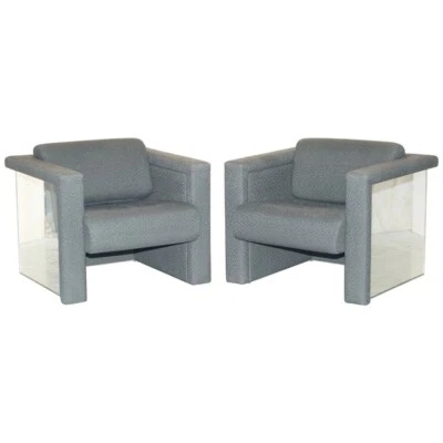ORIGINAL PAIR OF 1988 TRIX AND ROBERT HAUSSMANN FOR KNOLL MIRRORED ARMCHAIRS - Image 1 of 4