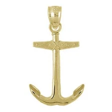 New 14k Yellow Gold Anchor Pendant