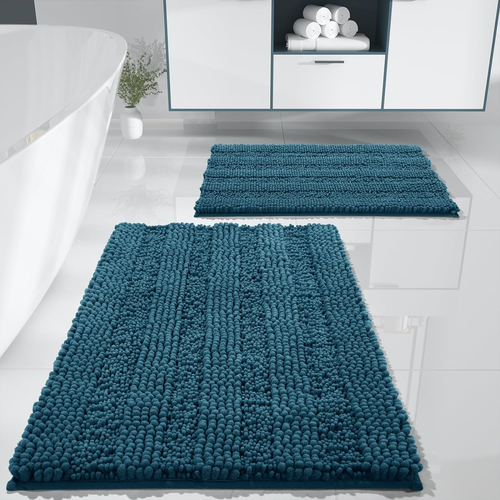 Washable Bathroom Rugs Sets 2 Piece, Non Slip Quick Dry Absorbent Bath Mat Set,