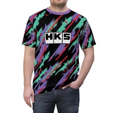 HKS Old Logo Sublimation Retro Oil Slick Shirt, HKS Oil Slick Sport Shirt 