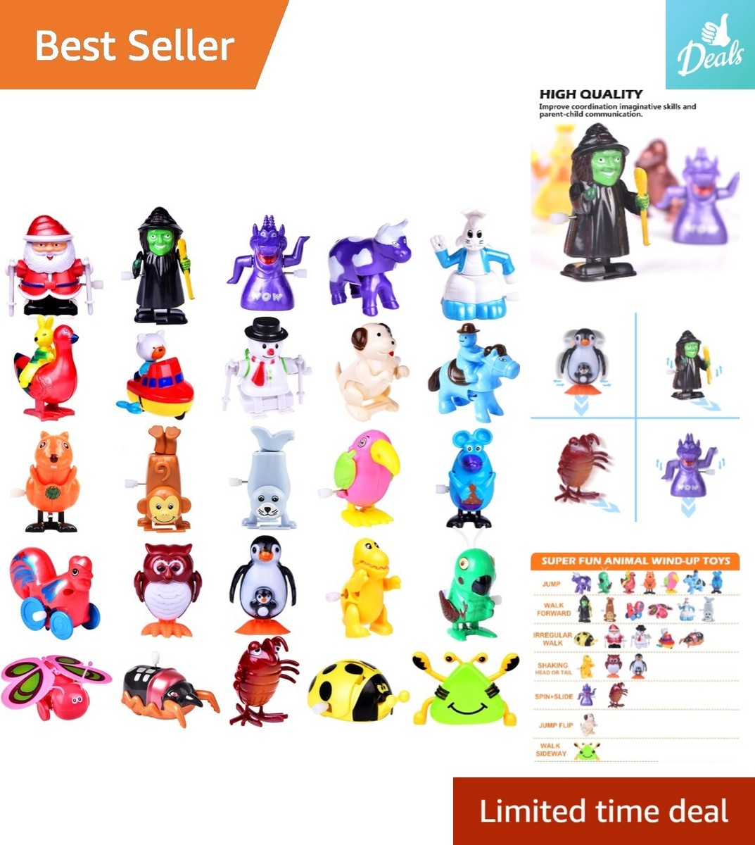 25pcs Wind-up Animal Toys - Flipping, Walking, Jumping - Kids