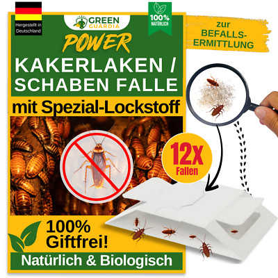 Schabenfalle   12x Fallen - Kakerlaken bekämpfen, Kakerlakenfalle mit Lockstoff