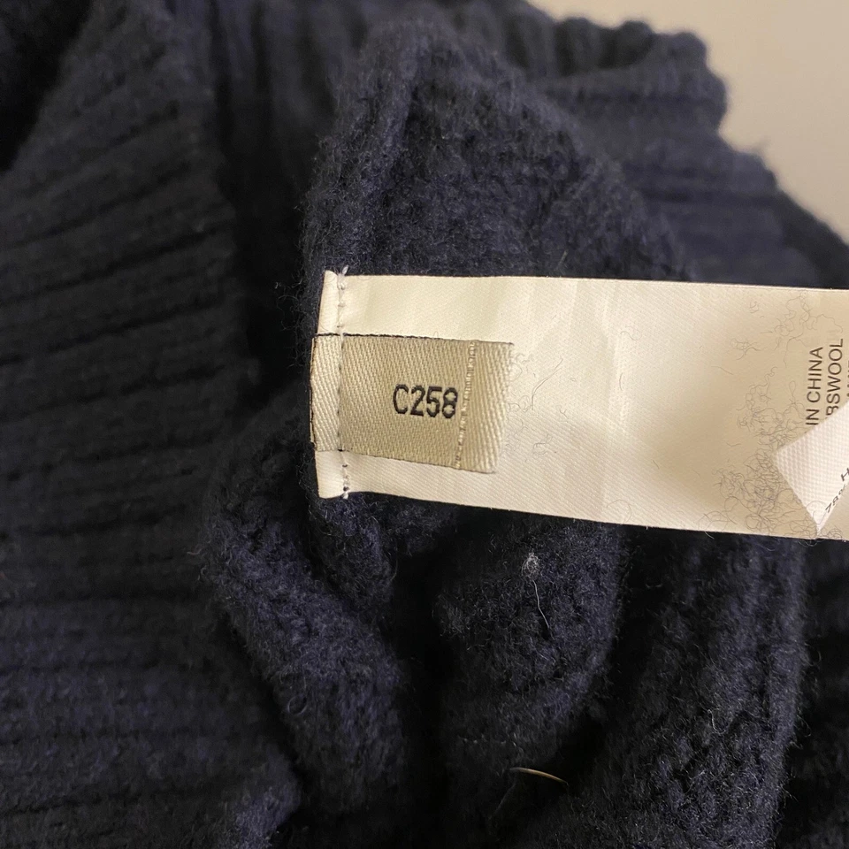 Jack Spade Lambswool Sweater Men's Large Blue Ribbed Knit Crew Neck Pullover - Image 4 of 4