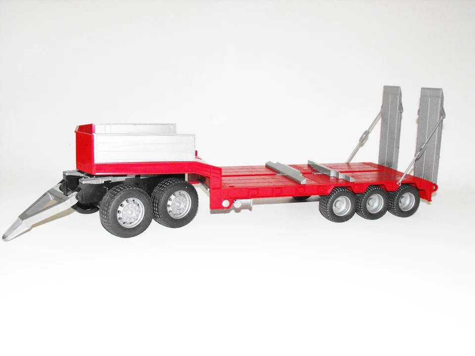 Bruder Tieflader rot mit Dolly Spielergänzung zu Bagger oder Kipper 42823/2 1:16
