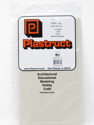 Plastruct 91631 Ashpalt Shingle Roof Patterned Sheets O Scale 1:48
