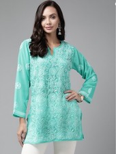 Women's Chikankari Kurti Georgette Short, Soft Fabric with free Inner Lining