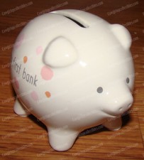 Beginnings Collection, Pink FIRST PIGGY Bank, Pink Mini Pig 4058417 Stoneware