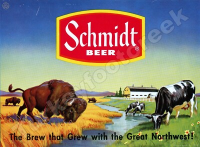 SCHMIDT BEER BUFFALO SCENE 9'' x 12'' METAL SIGN