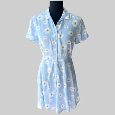 NWT Forever 21 Light Blue Daisy Open Back Button Down Shirt Dress