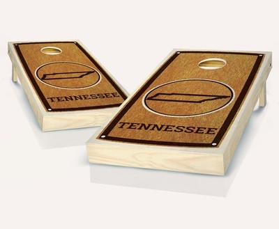 Tennessee Cornhole Set Skip's Garage Stained Wood 2x4 Boards Bean Bags