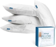 4-Pack Waterproof Pillow Protectors Zippered Pillowcase Standard Size 20"x26"