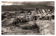 California Death Valley CA Manly Beacon Zabriskie Point 1940s RPPC Postcard COPY