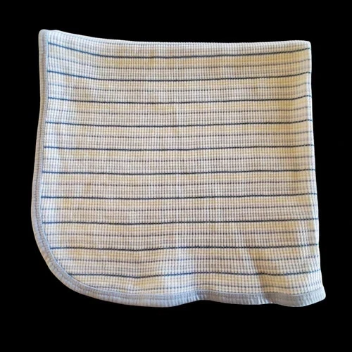 Gerber Baby Thermal Blanket Blue & White Striped 26" x 24" Waffle Weave Plush - Image 4 of 4