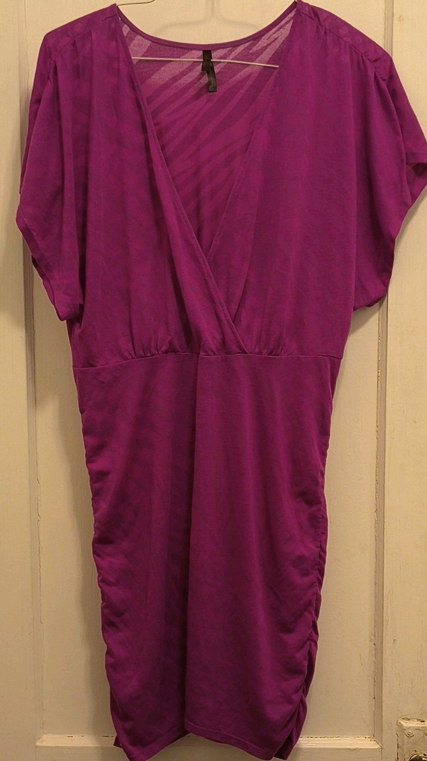 Sofia Vergara Purple Knit Sheath Dress V-Neck Dolman Sleeve Pullover L