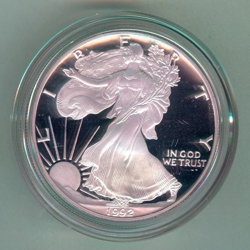1992-S U.S. SILVER AMERICAN EAGLE - KM#273 - ORIGINAL BOX, CASE & COA - PROOF