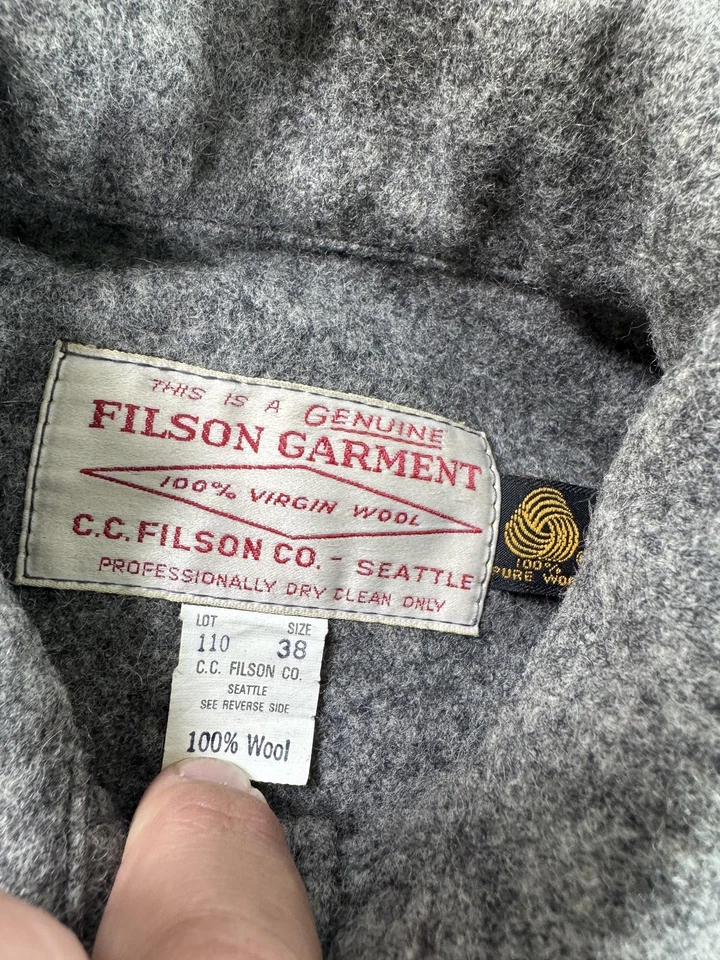Vintage CC Filson Mens Jacket 38 Gray Wool Mackinaw Cruiser Chore Barn Field - Image 2 of 4