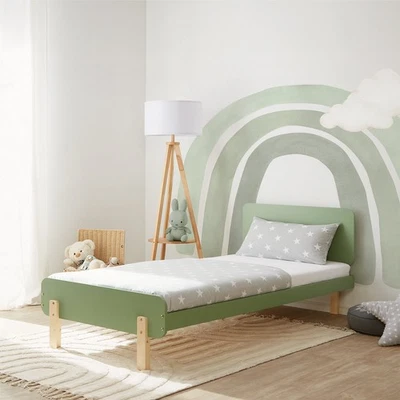 Kinderbett 90x200 cm Jugendbett Lattenrost Einzelbett Bett Holz Grün Homestyle4u - Bild 1 von 4