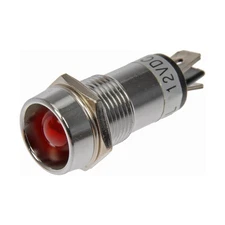 Light Indicator | Red Lens | Metal Housing | LED Bulb | With Bulbs | Silver