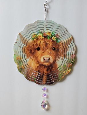 3D Metal Hanging Wind Spinners - Vibrant Circular Wave Design for Yard & Garden