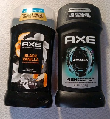 2 Axe Deodorant Stick BLACK VANILLA w/Orange + Sandalwood/Apollo  (M010)