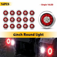8/16x 4" Round LED Truck Trailer Stop Turn Tail Brake Lights Waterproof 16-LED