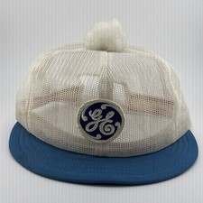 Vintage Trucker Hat General Electric Pompom 1970’s Mesh Snap Back RARE READ