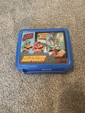 Vintage 1989 Nintendo Super Marios Bros. & Zelda II Link Blue Plastic Lunchbox