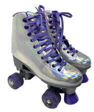 JajaHoho Women's Rainbow Holographic High-Top Purple Roller Skates Size 7
