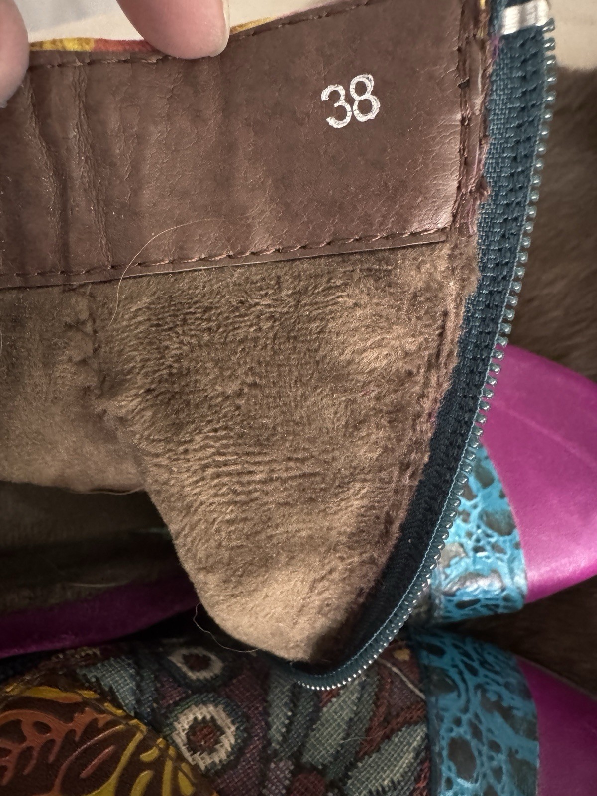 Sz 7 Witchy Tooled Leather Patchwork Booties Embr… - image 13