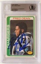 Signed FRED DEAN San Diego Chargers 1978 Topps Card #217 Beckett Slabbed