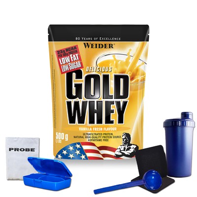 (45,98 EUR/kg) Weider Delicious Gold Whey 500g Beutel Eiweiß BCAA + Bonus