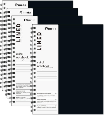 4 Pack Large Lined 7Mm Ruled Notebook Spiral 8.5X 11 Hardcover(120 pages total) 