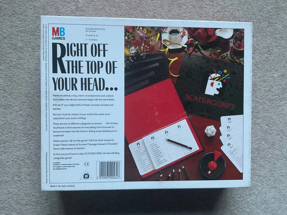 Scattergories Board Game MB 2-6 Players 1993  - Classic Red box version - VGC - Image 3 of 4
