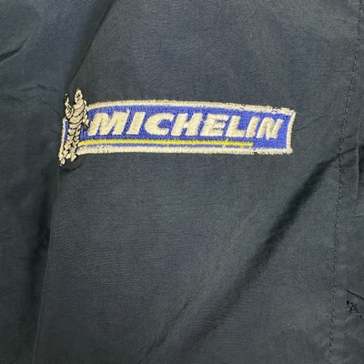 Vintage Michelin Jacket Mens Large Blue Full Zip Snap Nylon Racing