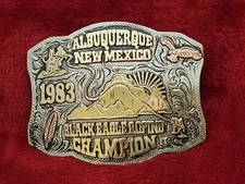 CHAMPION TROPHY RODEO BUCKLE☆PRO CALF ROPING☆ALBUQUERQUE NEW MEX☆1983☆RARE☆184