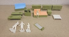 Lot of 15 Vintage Marx Green 1960  s Imagination Doll House Furniture with People