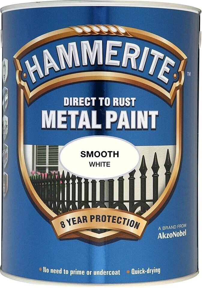 Hammerite - Smooth Direct To Rust Metal Paint Quick Drying White - 2.5L