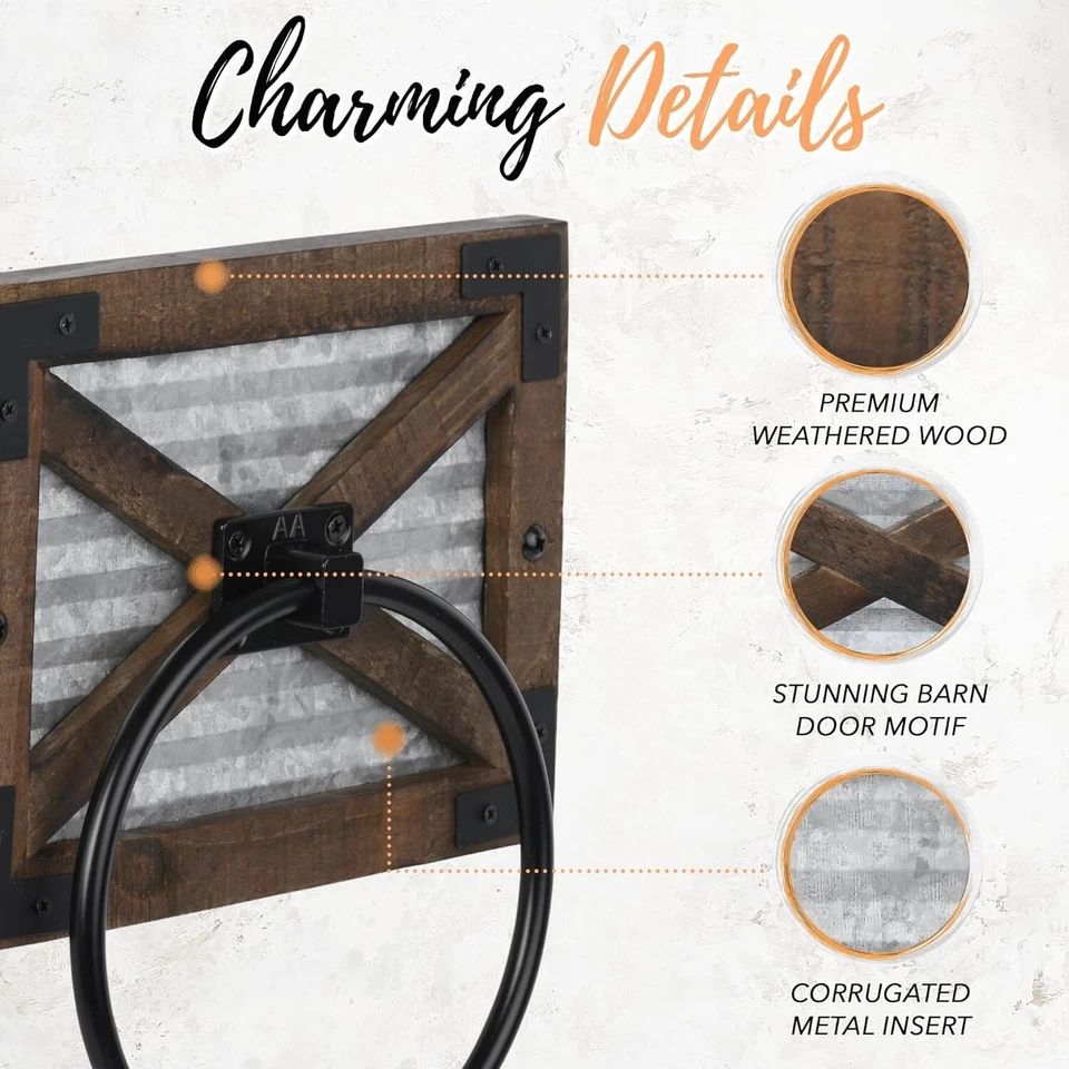 Toallero rústico de granja Autumn Alley para baño, toalla de mano rústica Foto 3 de 4