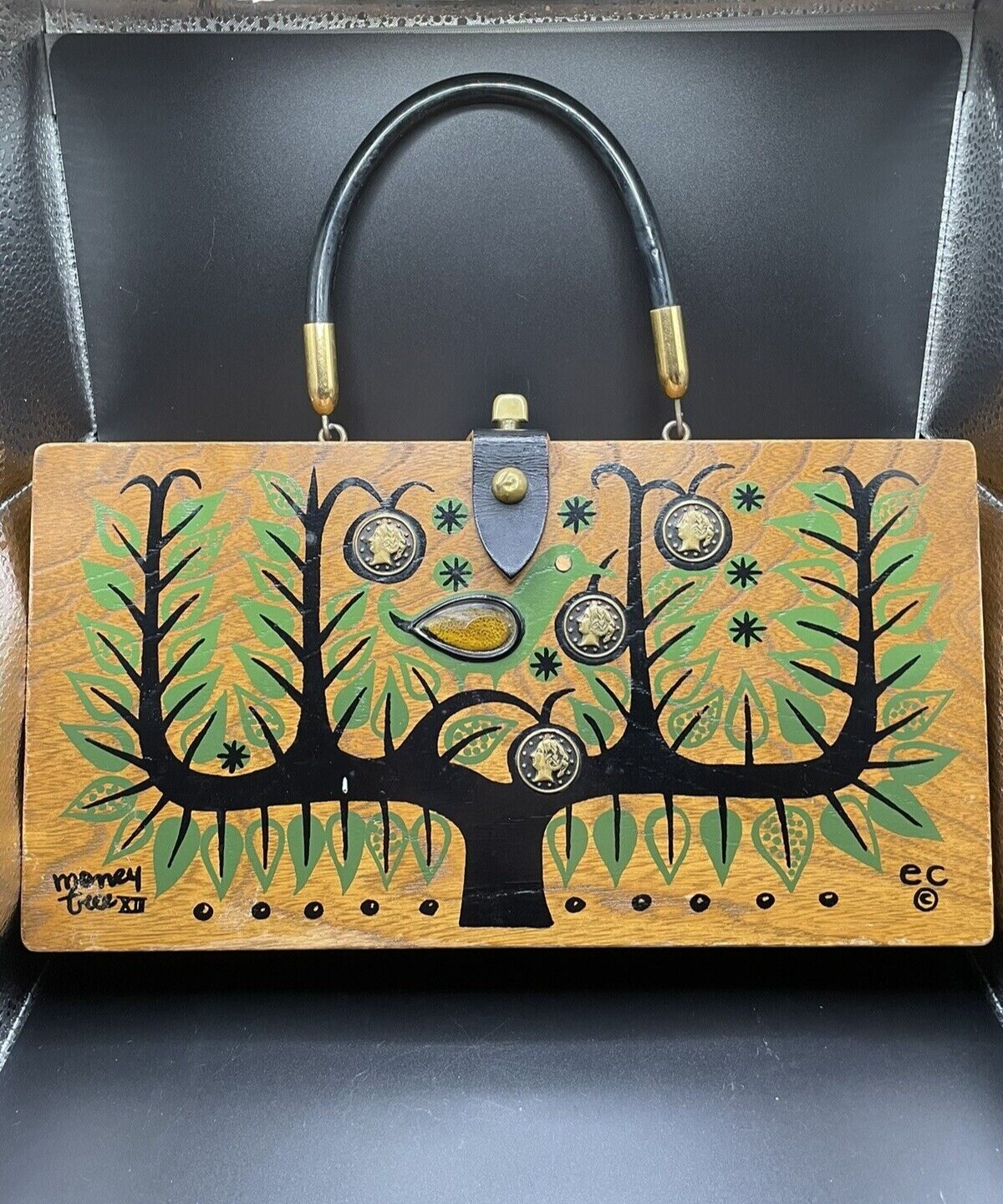 Vintage Rare 1966 Enid Collins Box Bag Money Tree XII… Gem