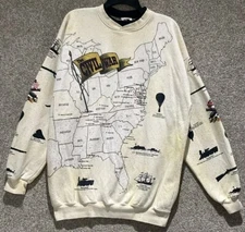 Vintage Art Unlimited Mens AOP Civil War All Over Print Sweatshirt Size XL USA