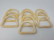 Lot of 10 Cream Marble Plastic D-Shaped Marbella Macrame Craft Dee Rings 3-inch