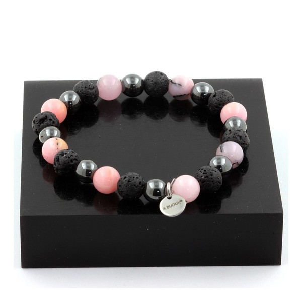 Mineralien Und Edelsteine. Armband Perlen Opal Rosa + HäMatit + Lava 8-image