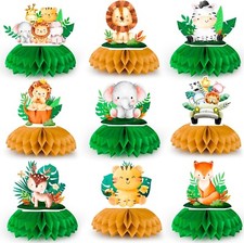 Safari Animal Honeycomb Centerpieces, 9 Pcs Baby Jungle Animals Honeycomb