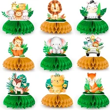Safari Animal Honeycomb Centerpieces, 9 Pcs Baby Jungle Animals Honeycomb 