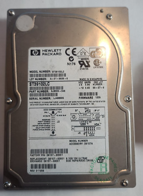HP/9.1 GB/SCSI/Hard Drive 80-Pin/10K RPM/ST39102LC/Part# 9J8006-046/SN:LJ488995