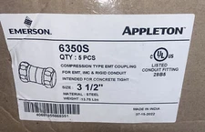 Appleton Emerson 3-1/2" Compression EMT Coupling Steel 6350S Box of 5