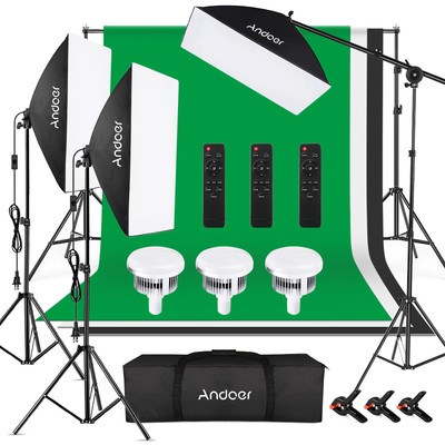 Andoer Softbox Studio Photography Lighting Kit with Softbox Backdrop Stand K4B1